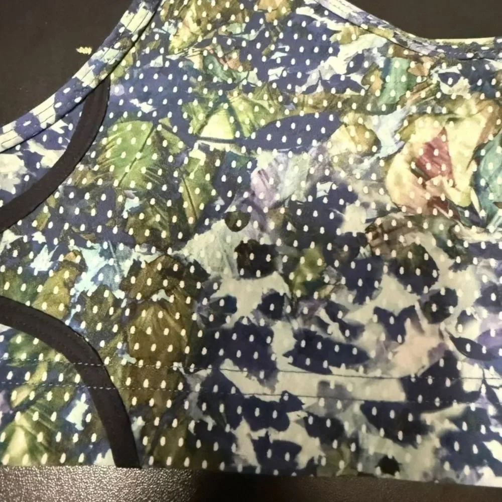 Lululemon Water Sweat 2 Swim Fast Bra Zipper Front Floral Print Activewear Top 2